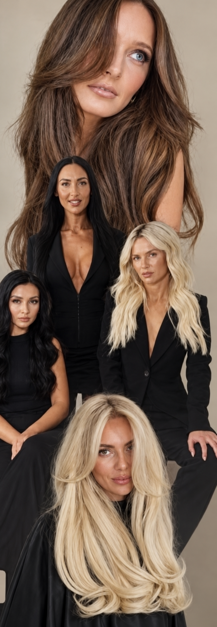 Cartel Hair Co collage showing blonde, brunette and dark hair looks
