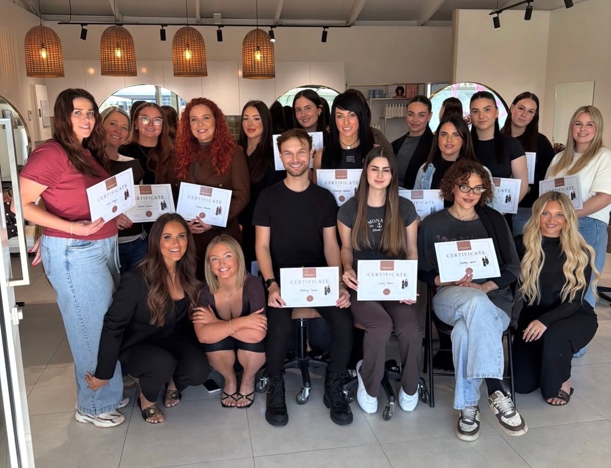 Cartel Hair Co masterclass attendees celebrating with their certificates